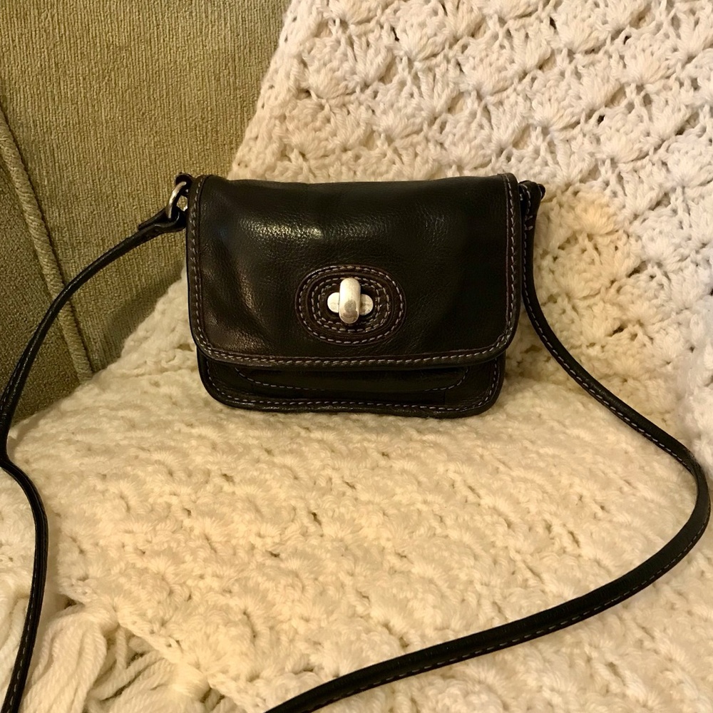Fossil Black Leather Crossbody Bag
